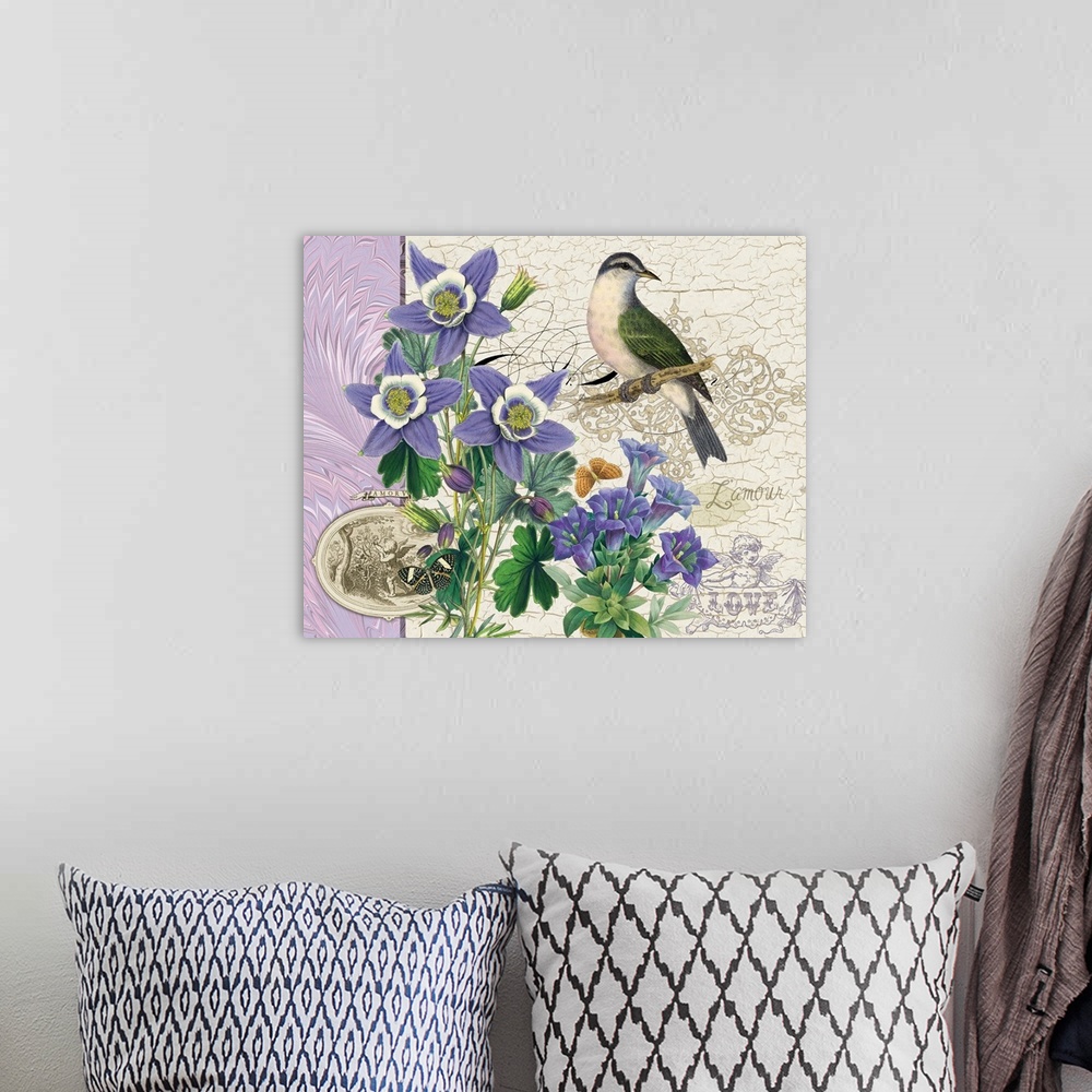A bohemian room featuring Lilac Love Botanical II