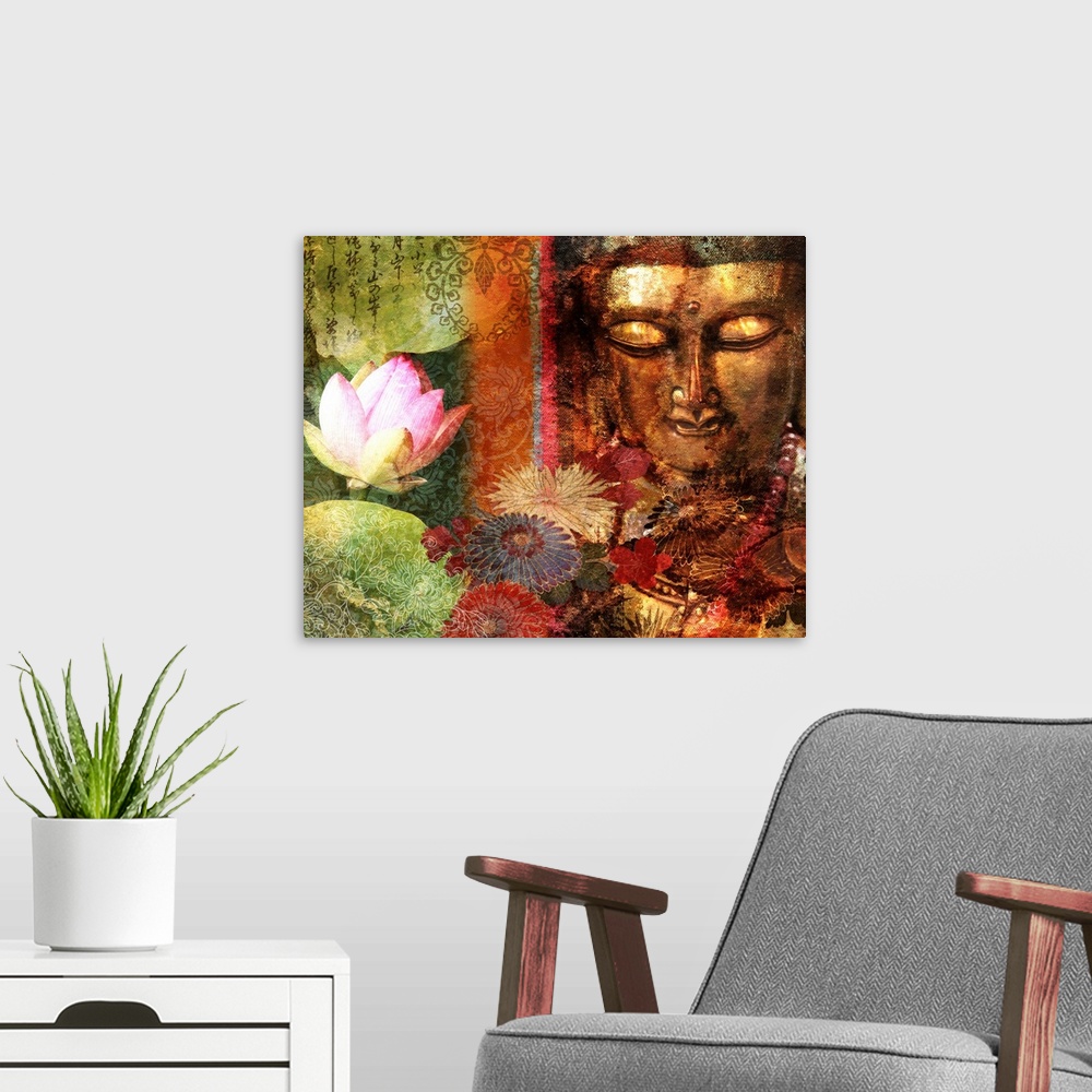 A modern room featuring Lotus Sutra I