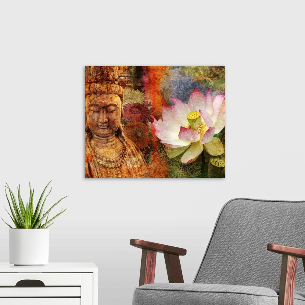 A modern room featuring Lotus Sutra II