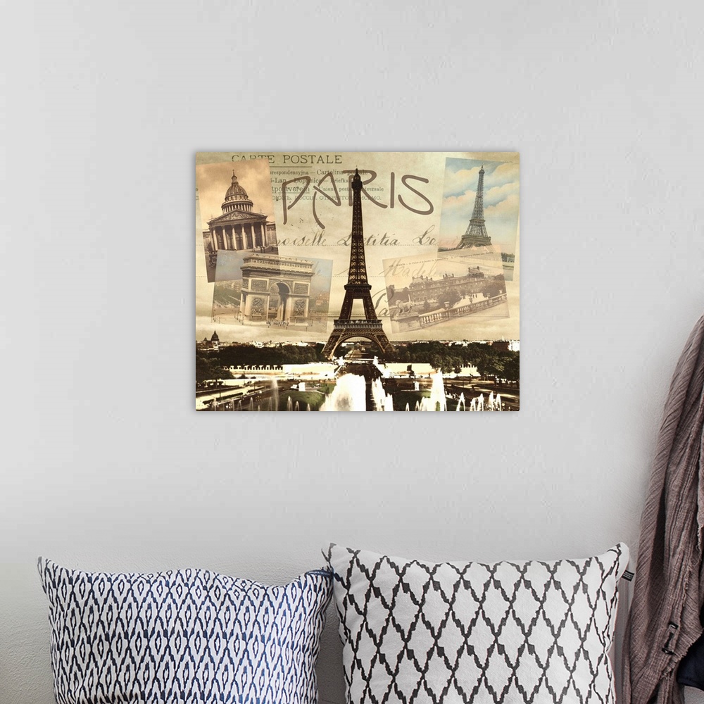 A bohemian room featuring Postcards from Paris II