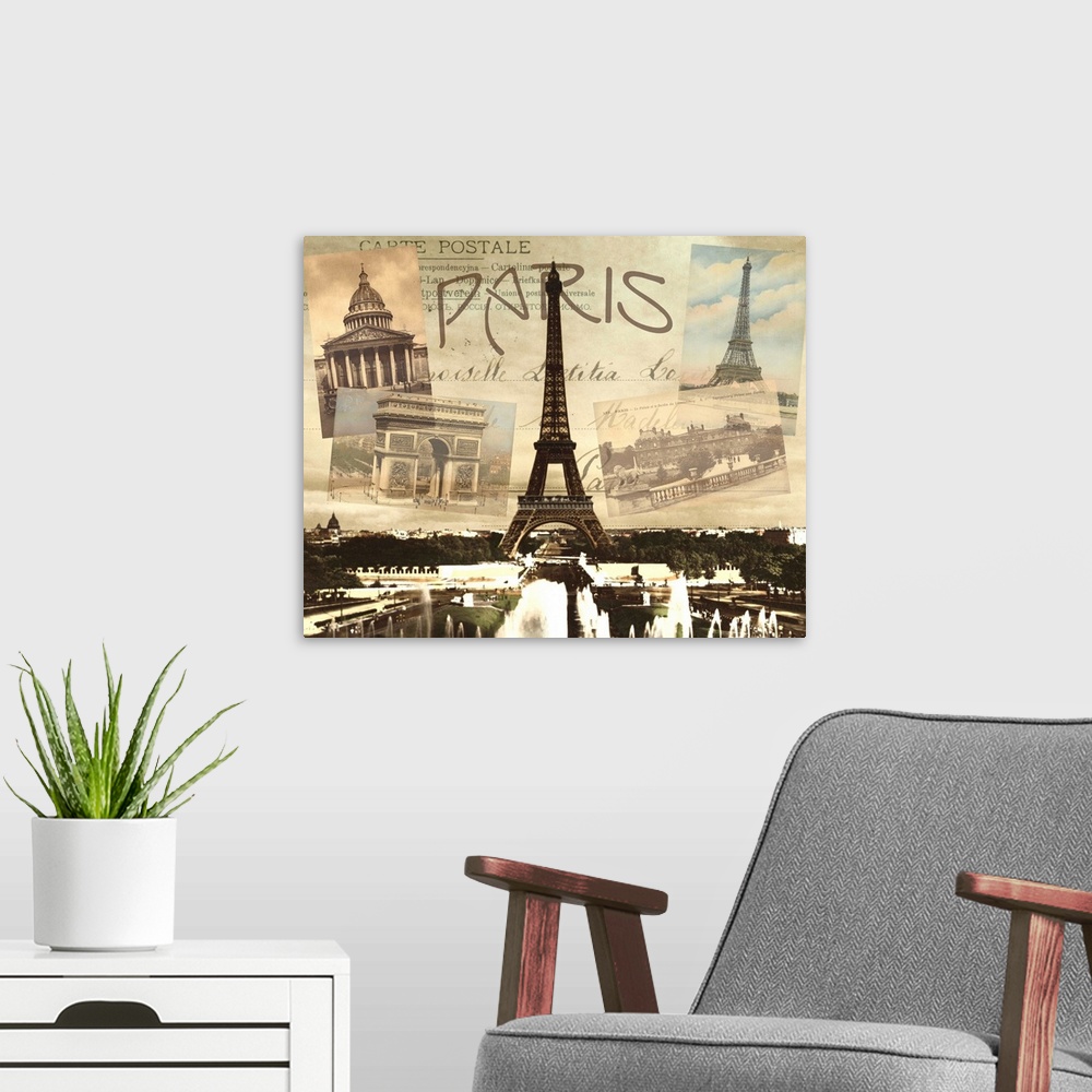 A modern room featuring Postcards from Paris II
