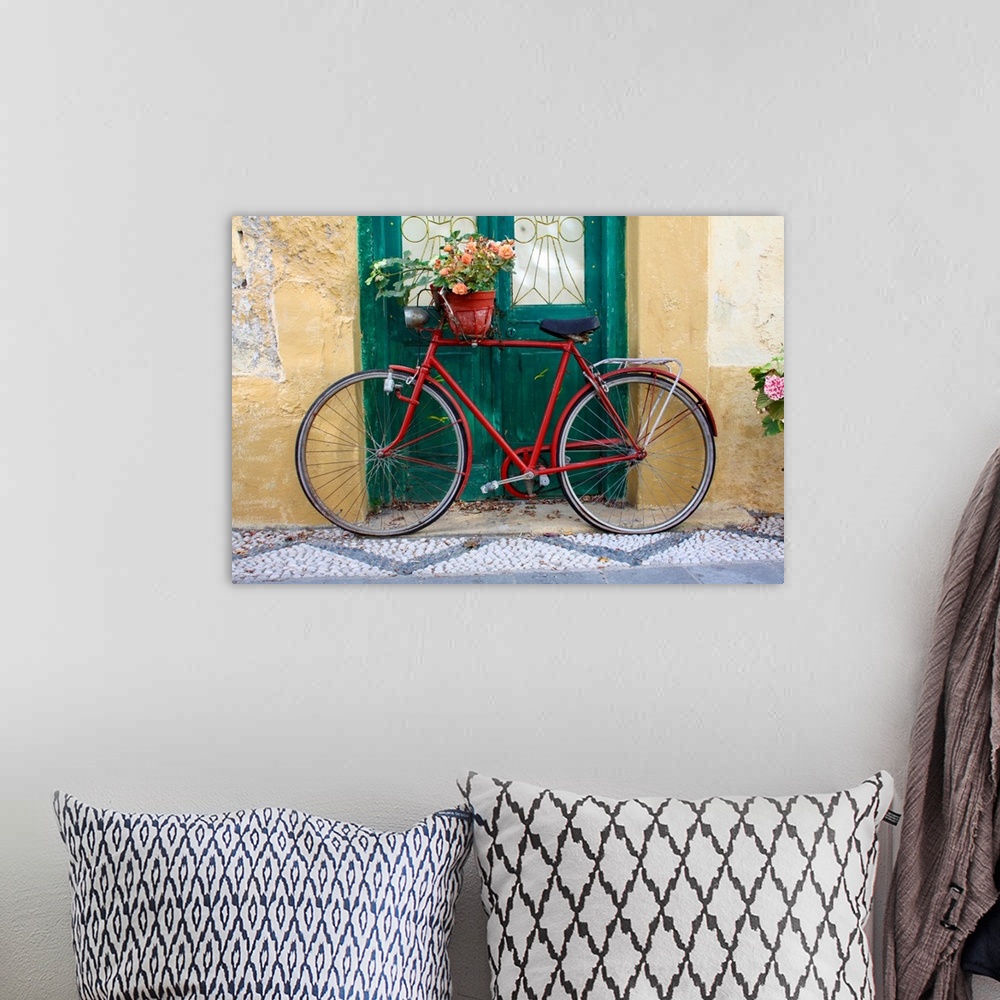 A bohemian room featuring Santorini Bicycle