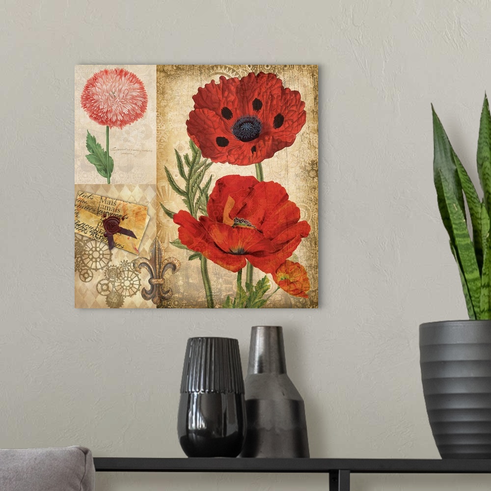 A modern room featuring Steam Punk Poppies I