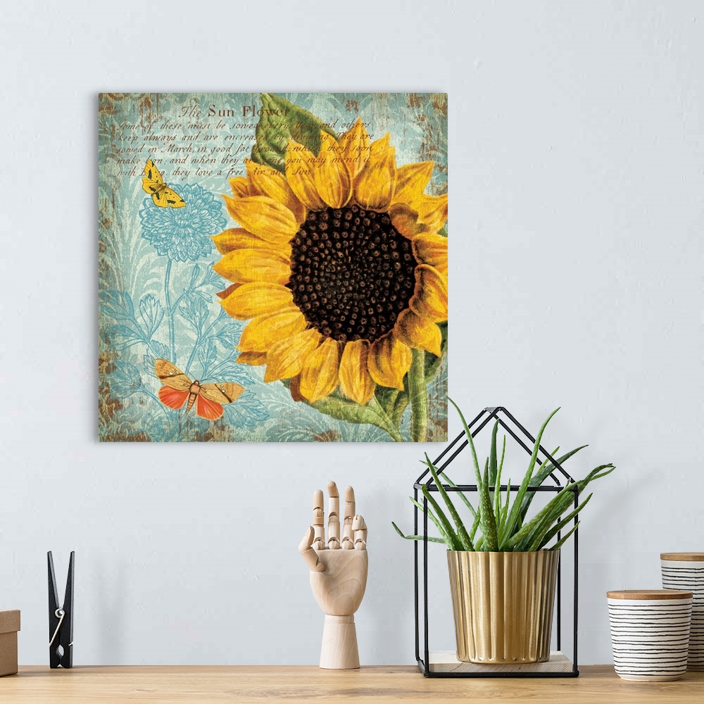 A bohemian room featuring Sunflower Damask II
