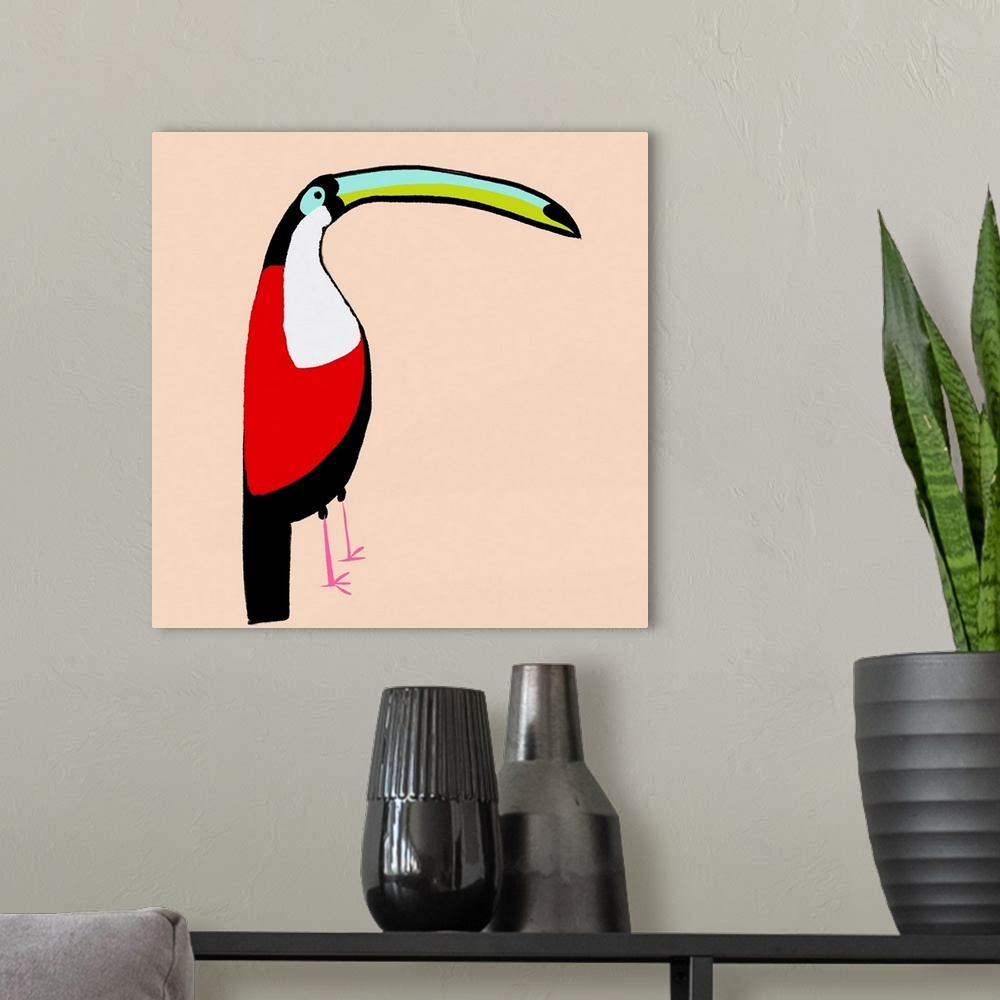 A modern room featuring Abstract Toucan