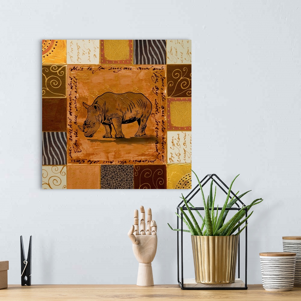 A bohemian room featuring African Collage I