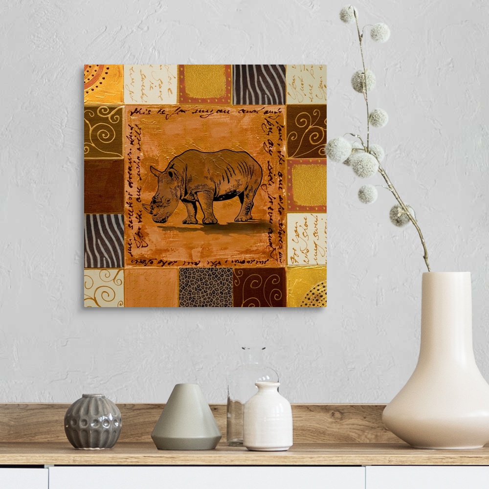 A farmhouse room featuring African Collage I