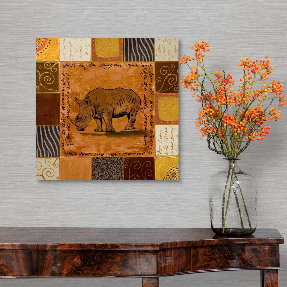 A traditional room featuring African Collage I