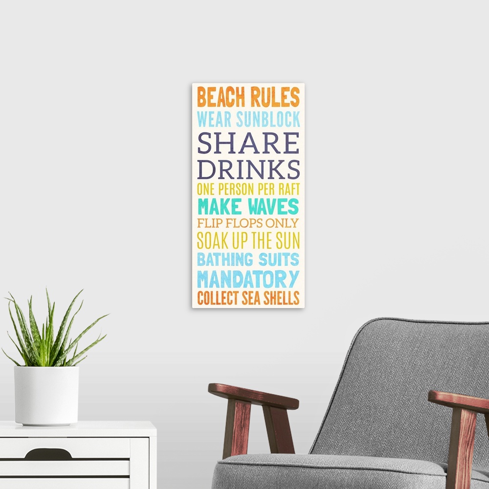 A modern room featuring Beach Rules I