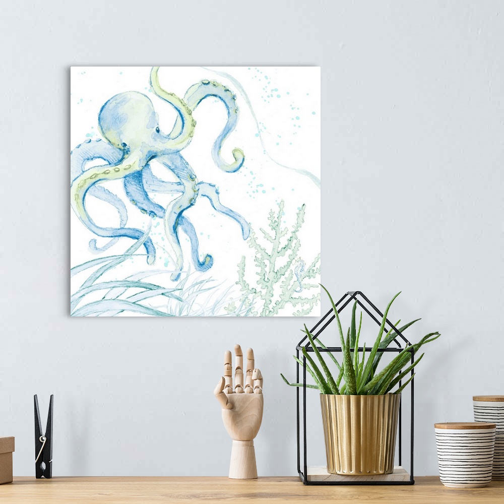 A bohemian room featuring Blue Octopus