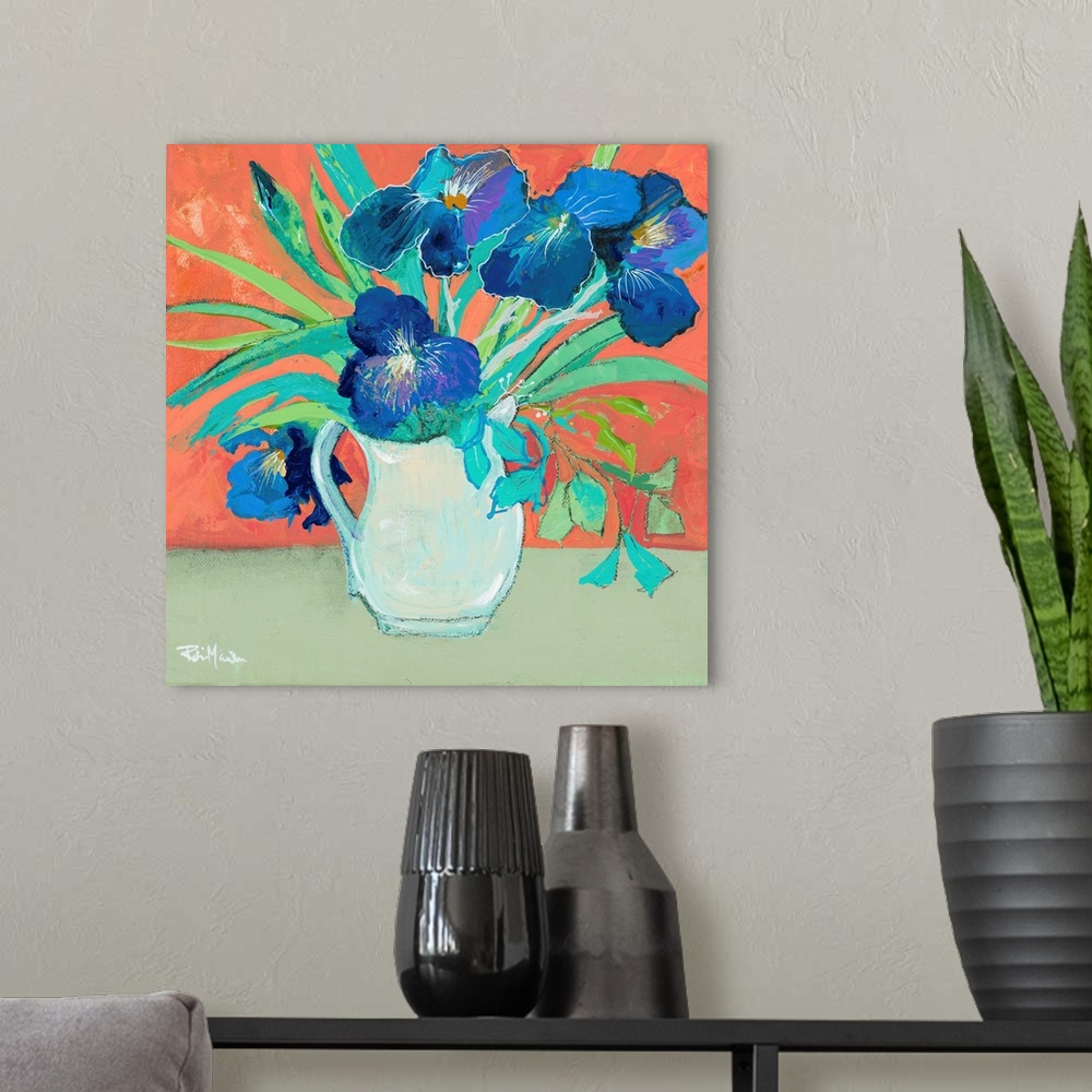 A modern room featuring Blue Springtime Vase