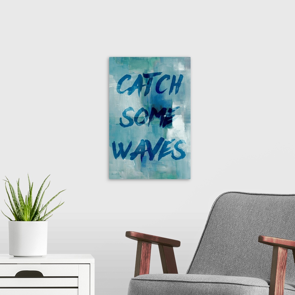A modern room featuring Blue Waves I