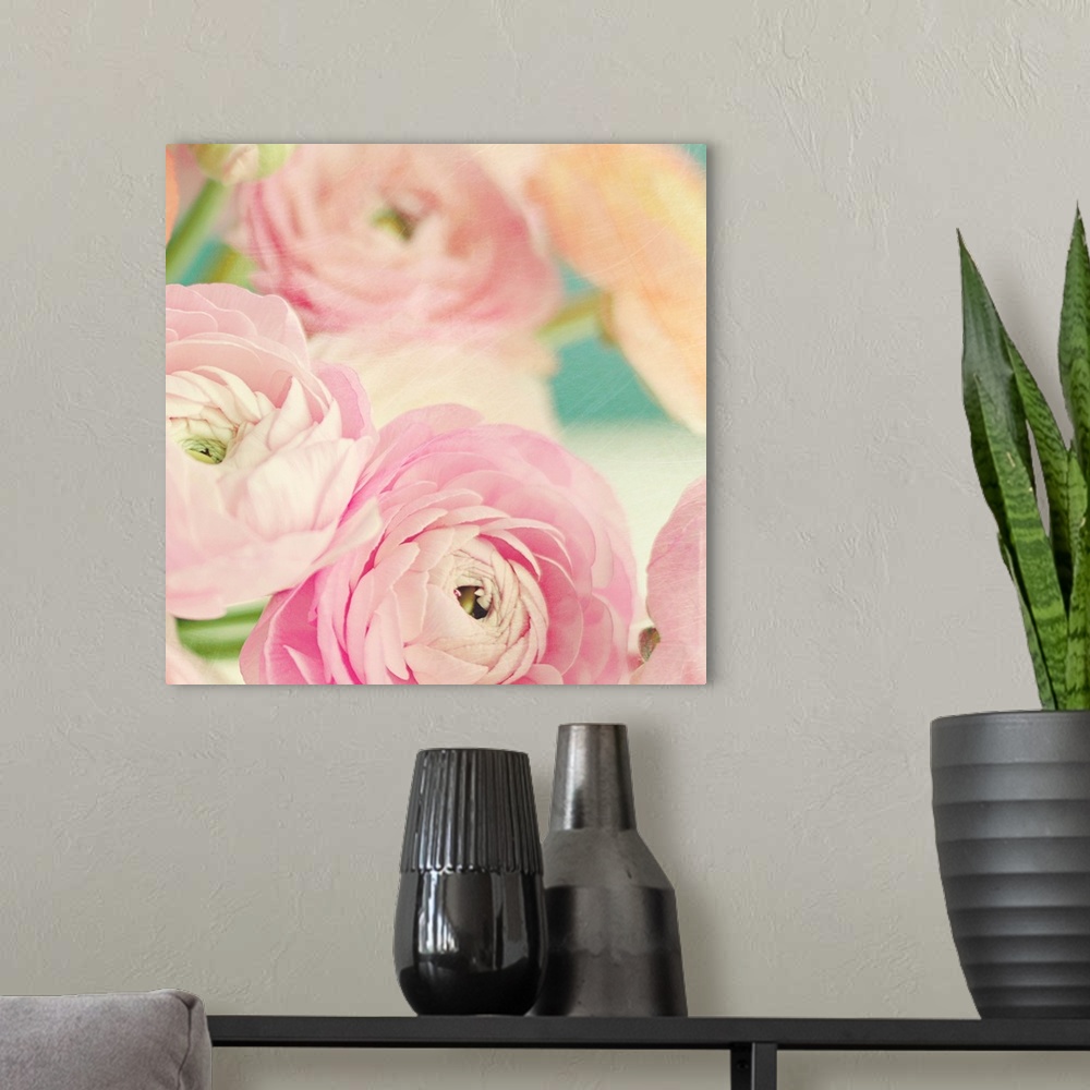 A modern room featuring Blushing Blossoms Square I