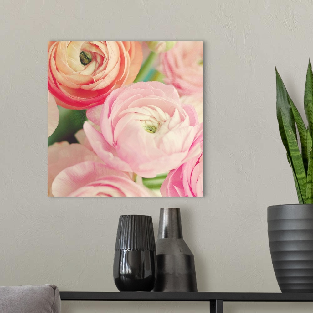 A modern room featuring Blushing Blossoms Square II