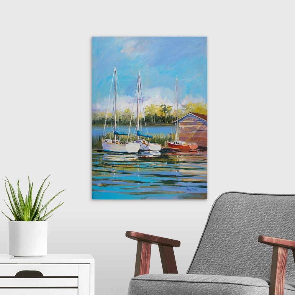 A modern room featuring Boats