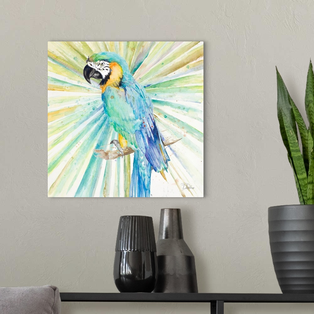 A modern room featuring Bright Tropical Parrot