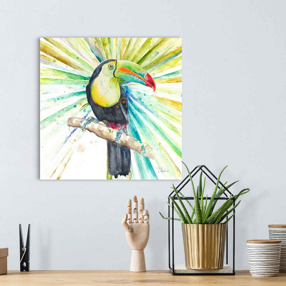 A bohemian room featuring Bright Tropical Toucan