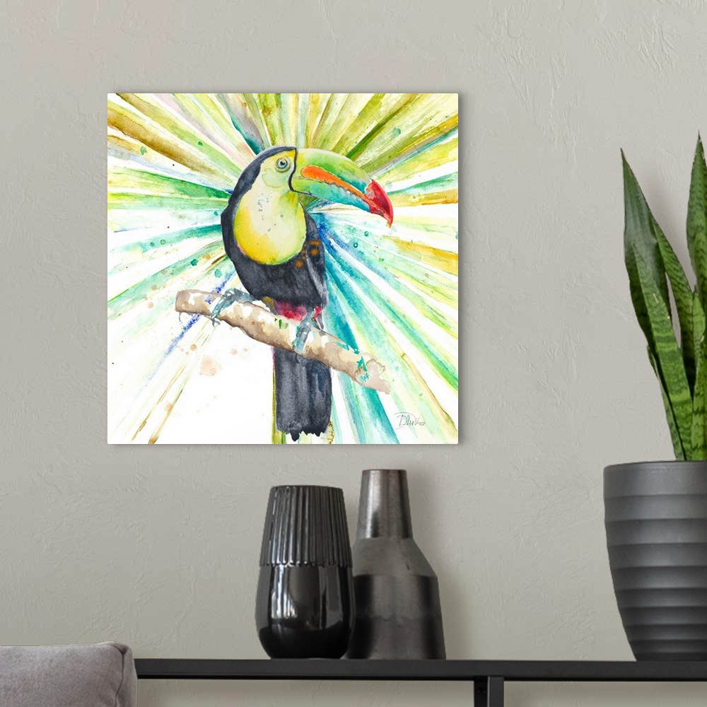 A modern room featuring Bright Tropical Toucan