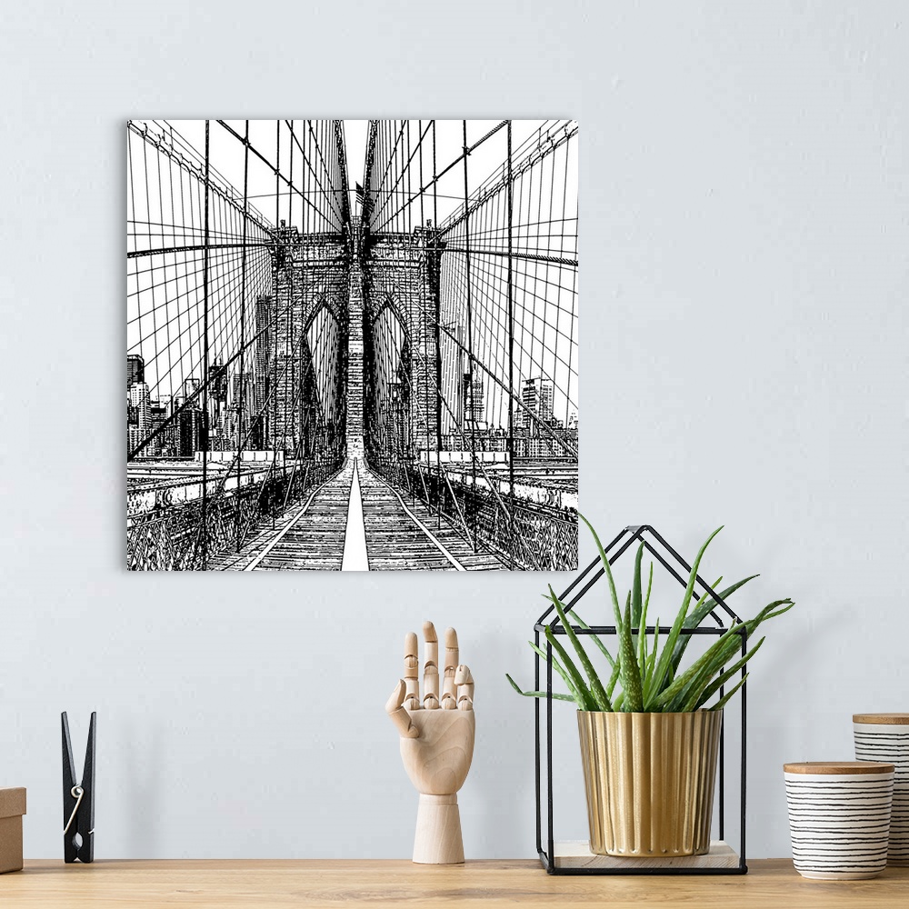 A bohemian room featuring Brooklyn Bridge Sketch