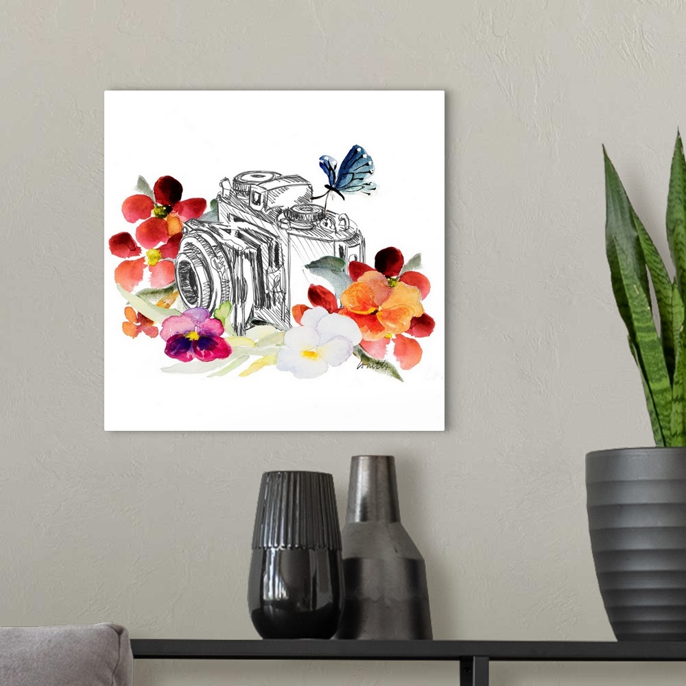 A modern room featuring Camera Sketch On Fall Floral II