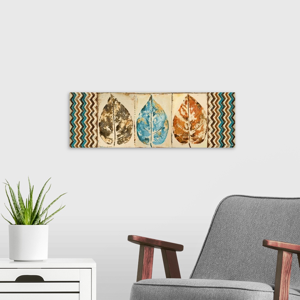 A modern room featuring Chevron Leaves Panel II