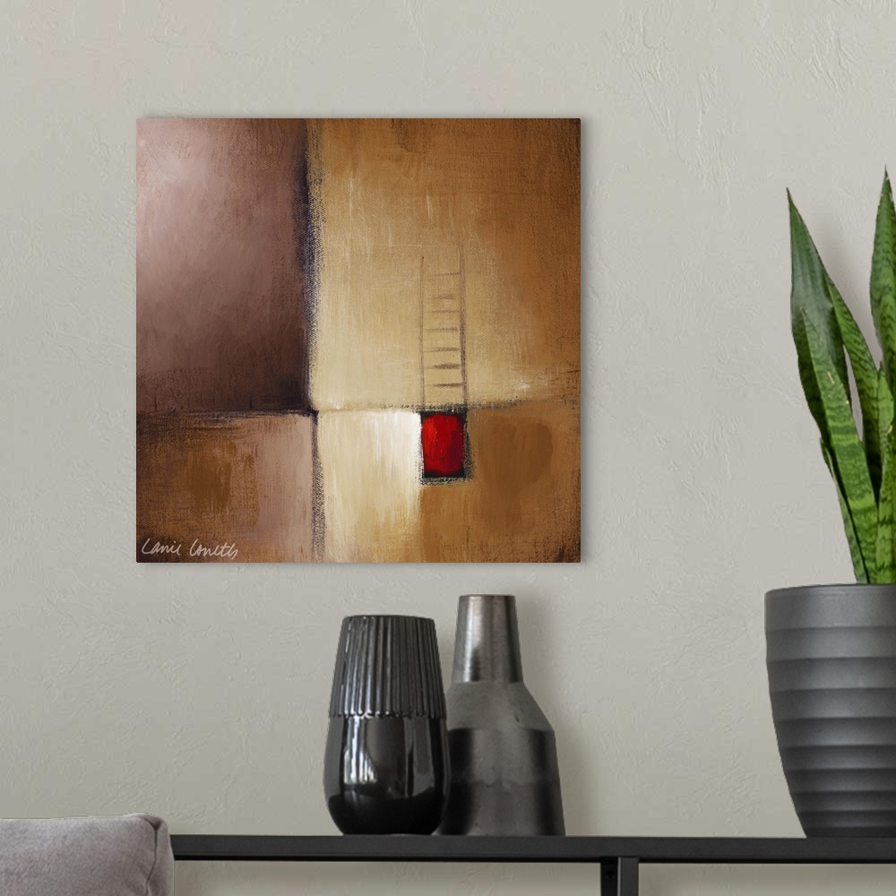 A modern room featuring Abstract artwork, originally acrylic on canvas.