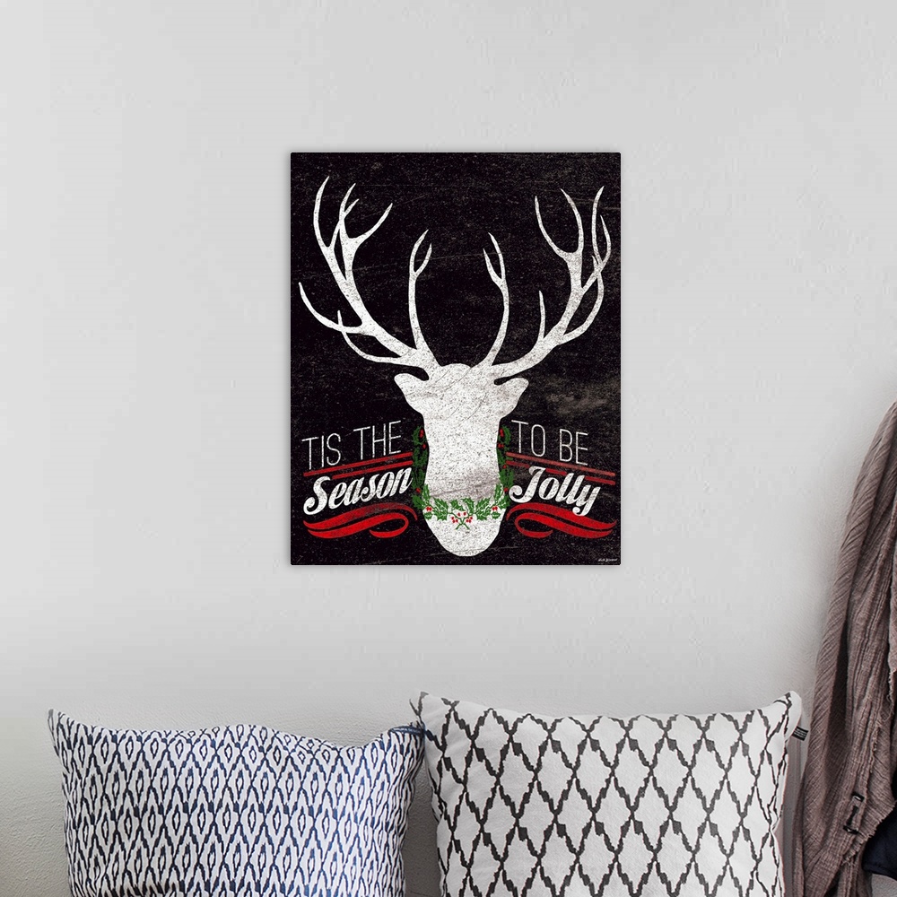 A bohemian room featuring Christmas Chalkboard White Deer