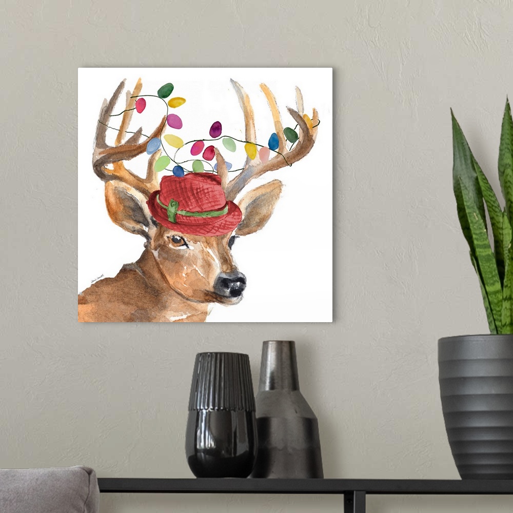 A modern room featuring Christmas Light Reindeer Hat