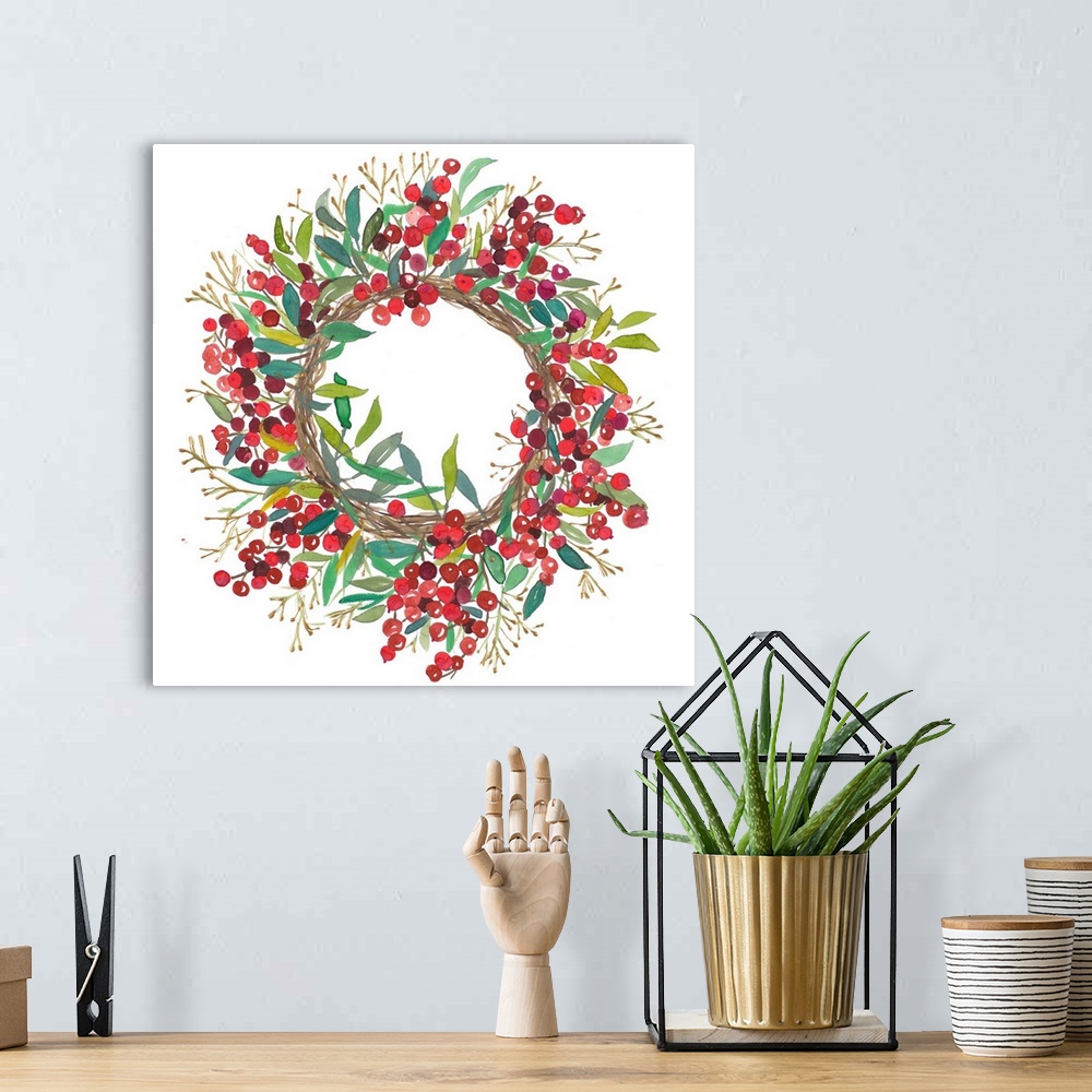 A bohemian room featuring Christmas Wreath