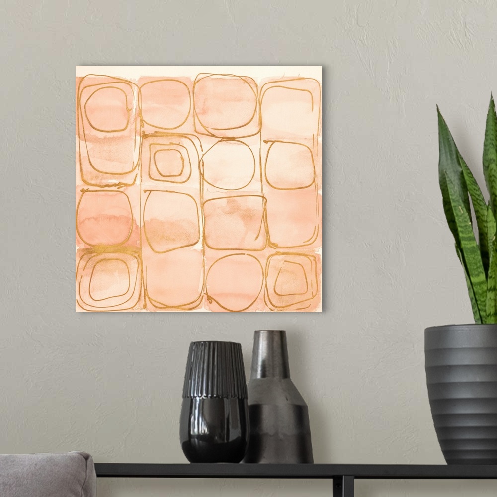 A modern room featuring Circular Squares of Peach