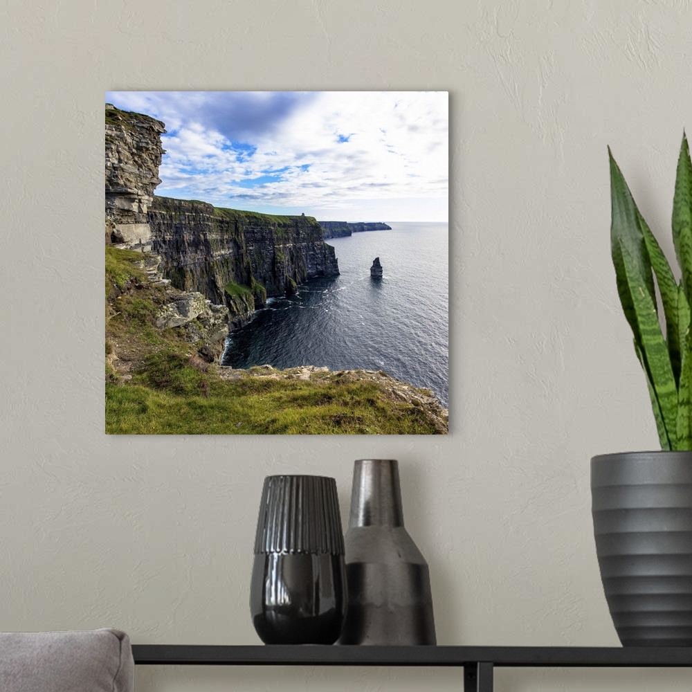 A modern room featuring View of the steep cliffside in Ireland overlooking the ocean.