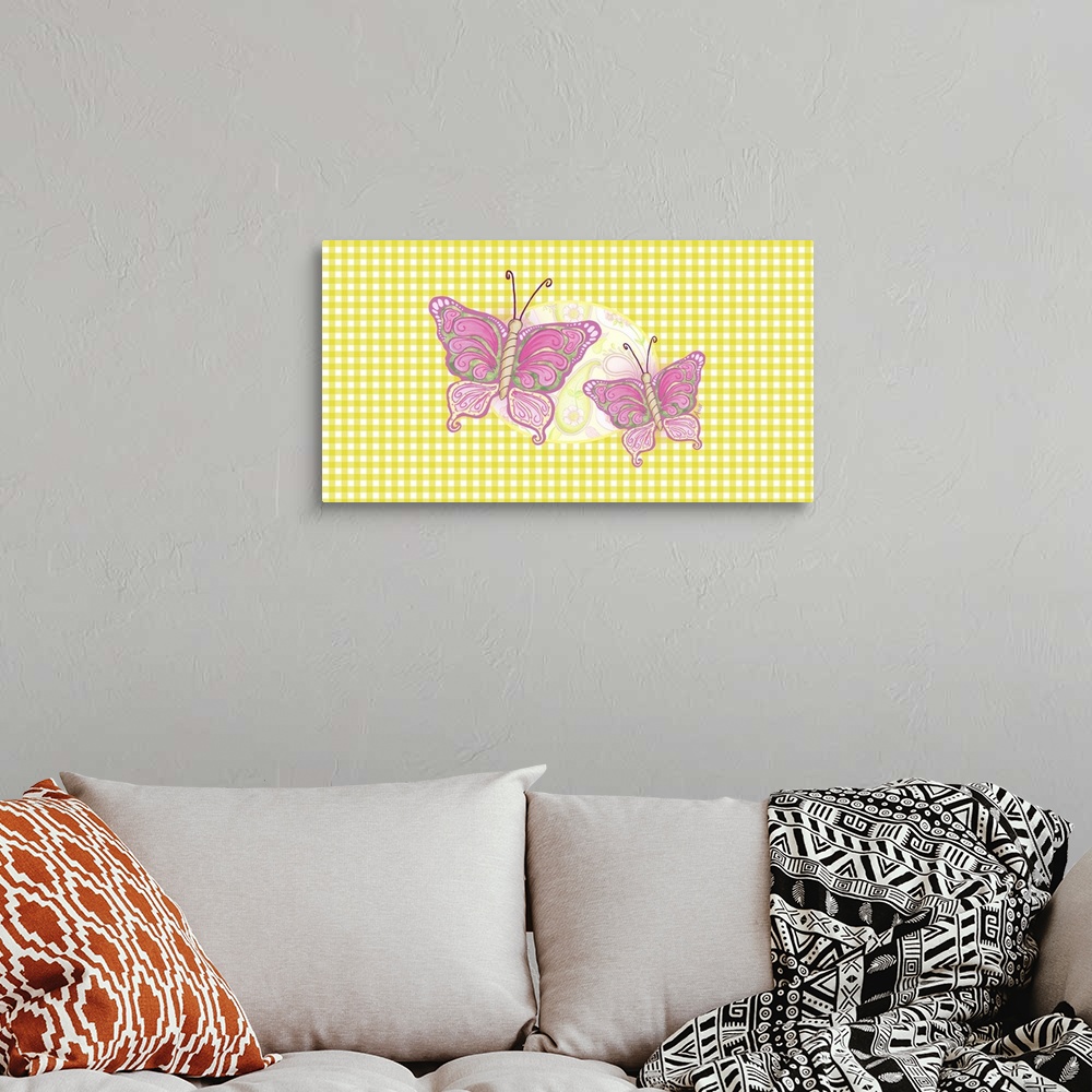 A bohemian room featuring Colorful Butterflies III
