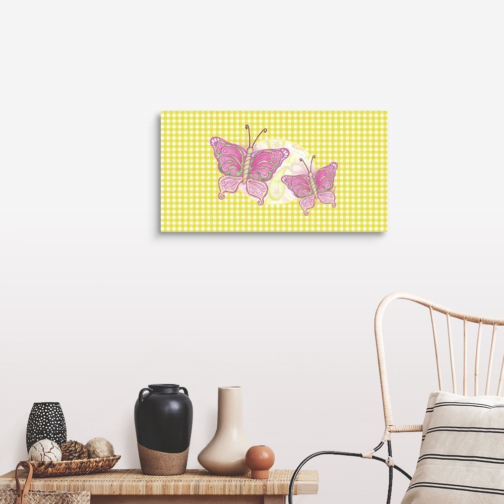 A farmhouse room featuring Colorful Butterflies III