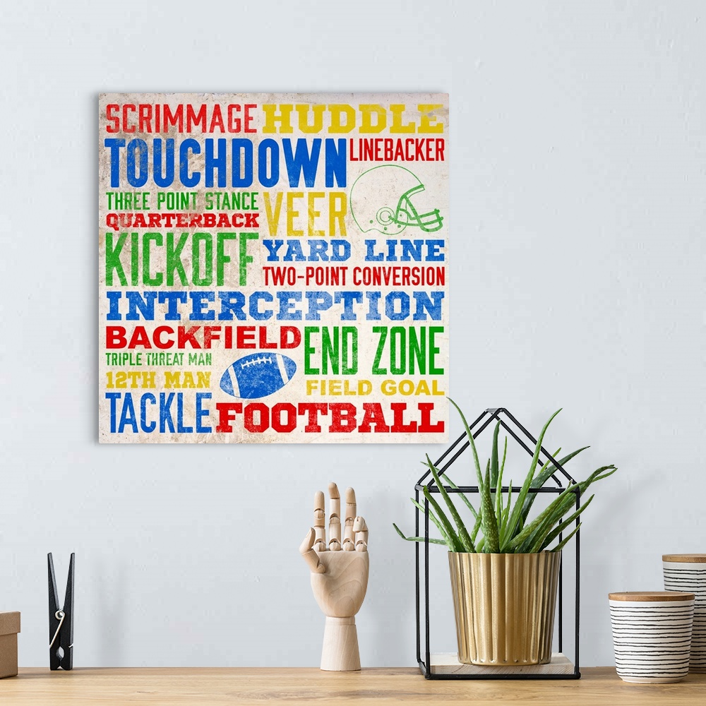 A bohemian room featuring Colorful Football Typography