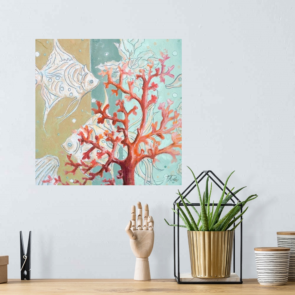 A bohemian room featuring Coral Reef I
