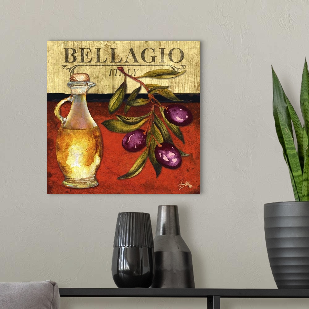 A modern room featuring "Bellagio" Italian kitchen art
