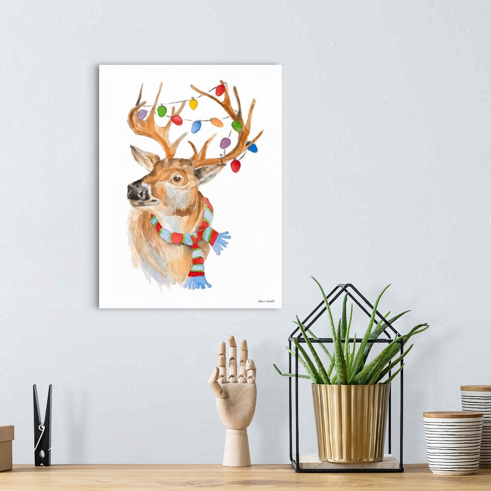 A bohemian room featuring Deer with Lights and Scarf