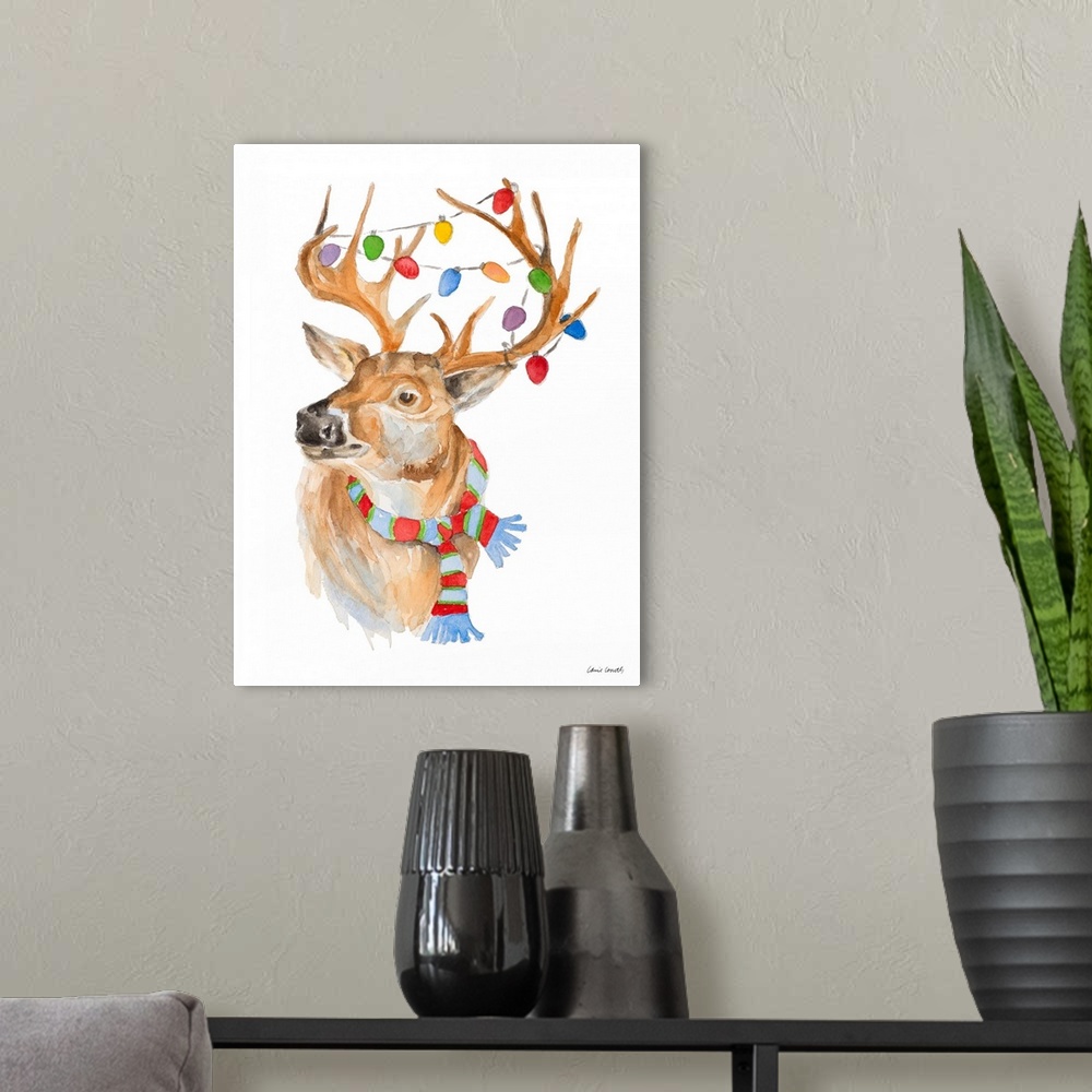 A modern room featuring Deer with Lights and Scarf