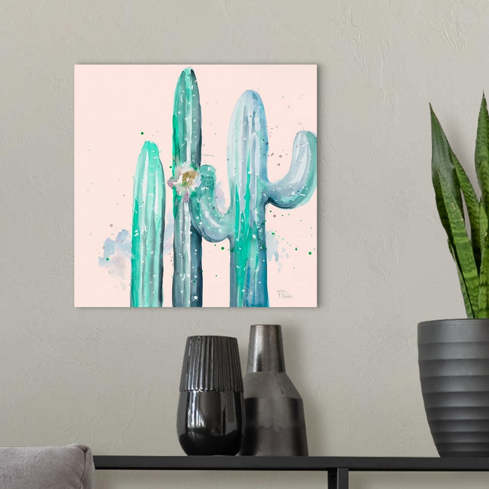 A modern room featuring Desert Cactus on Blush