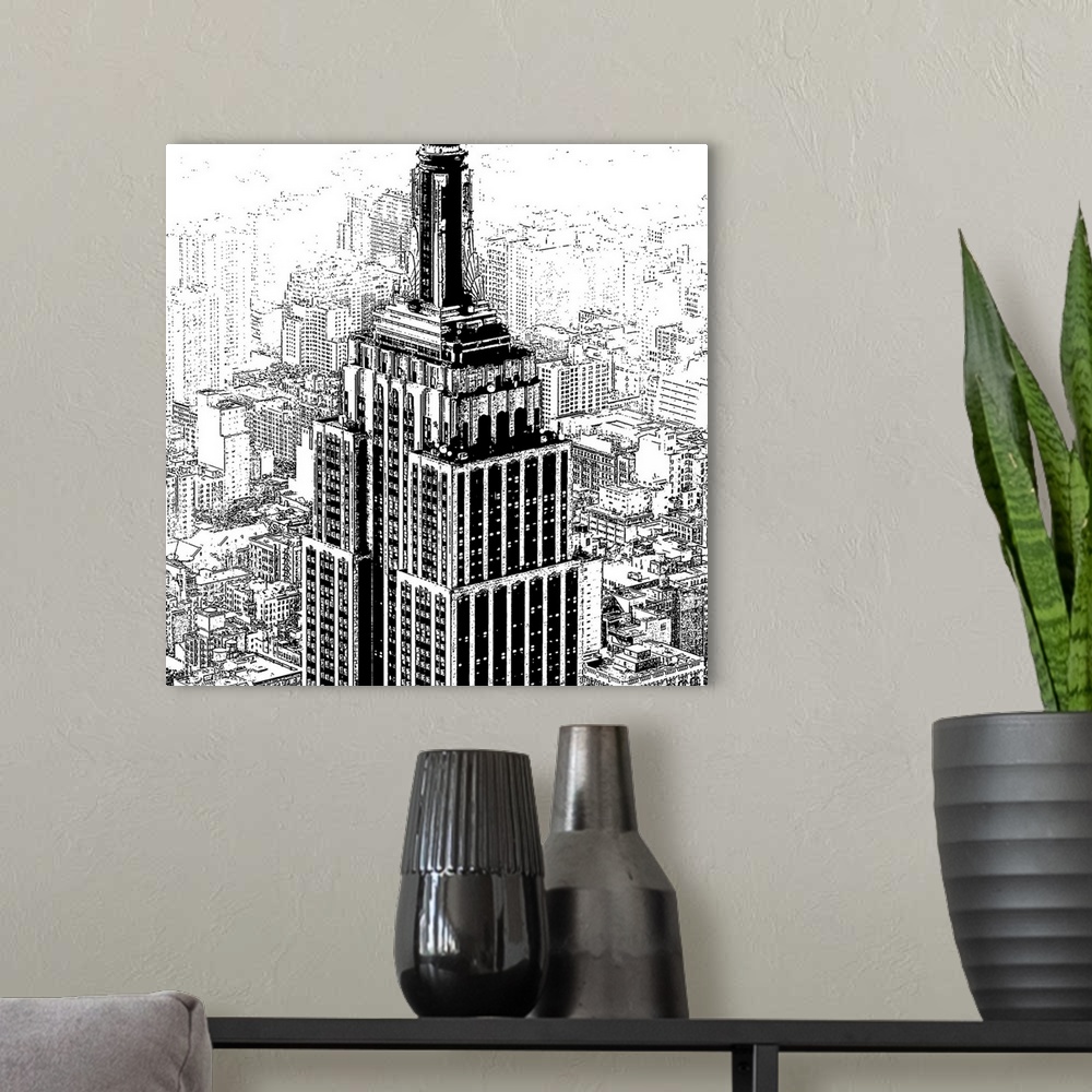A modern room featuring Empire State Sketch