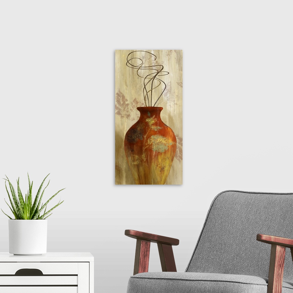 A modern room featuring Fall Vessel I