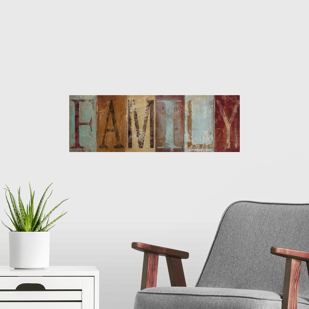 A modern room featuring FAMILY