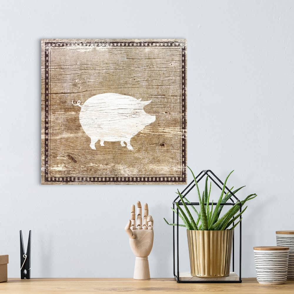A bohemian room featuring Farm Pig Silhouette