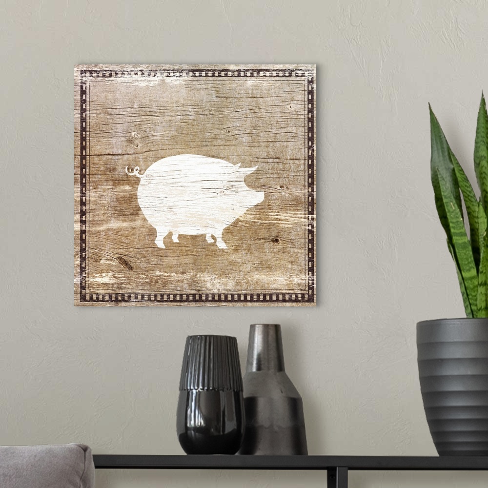 A modern room featuring Farm Pig Silhouette