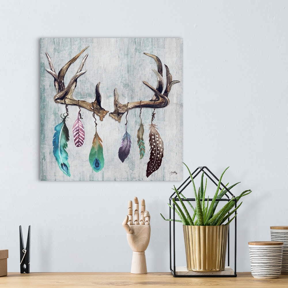 A bohemian room featuring Feathery Antlers II