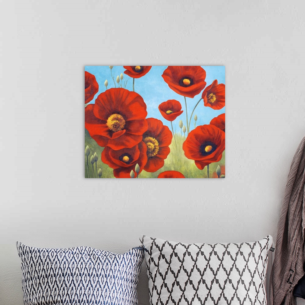 A bohemian room featuring Field of Poppies I