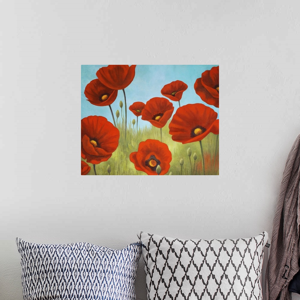 A bohemian room featuring Field of Poppies II