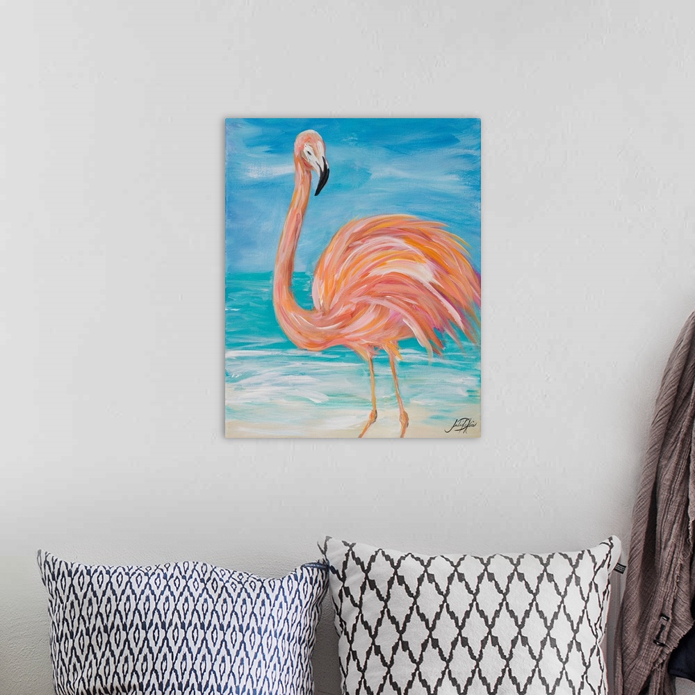 A bohemian room featuring Flamingo Close up