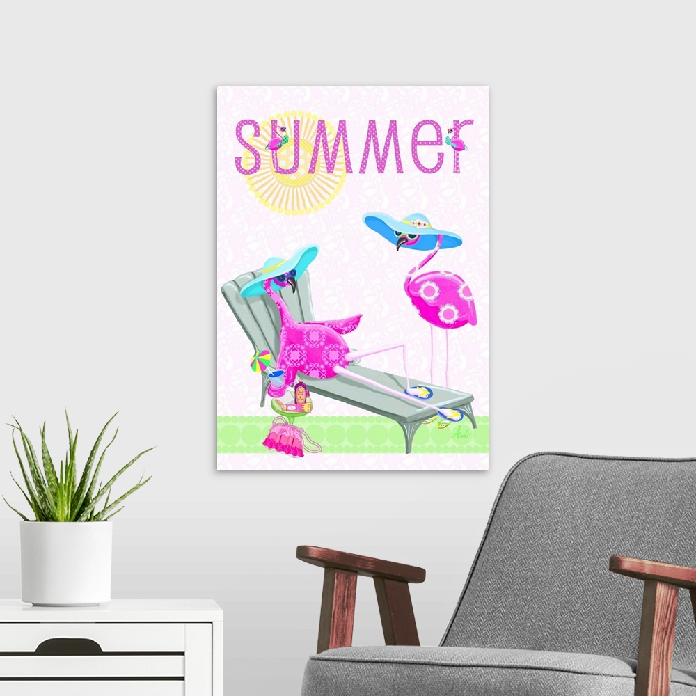 A modern room featuring Flamingo Summer I