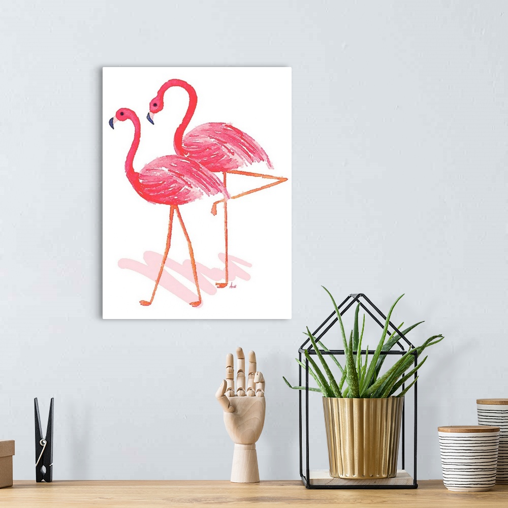 A bohemian room featuring Flamingo Walk Watercolor II